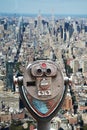 Coin operated binoculars on Top of the Rock, against Empire State Building Ã¢â¬â Manhattan